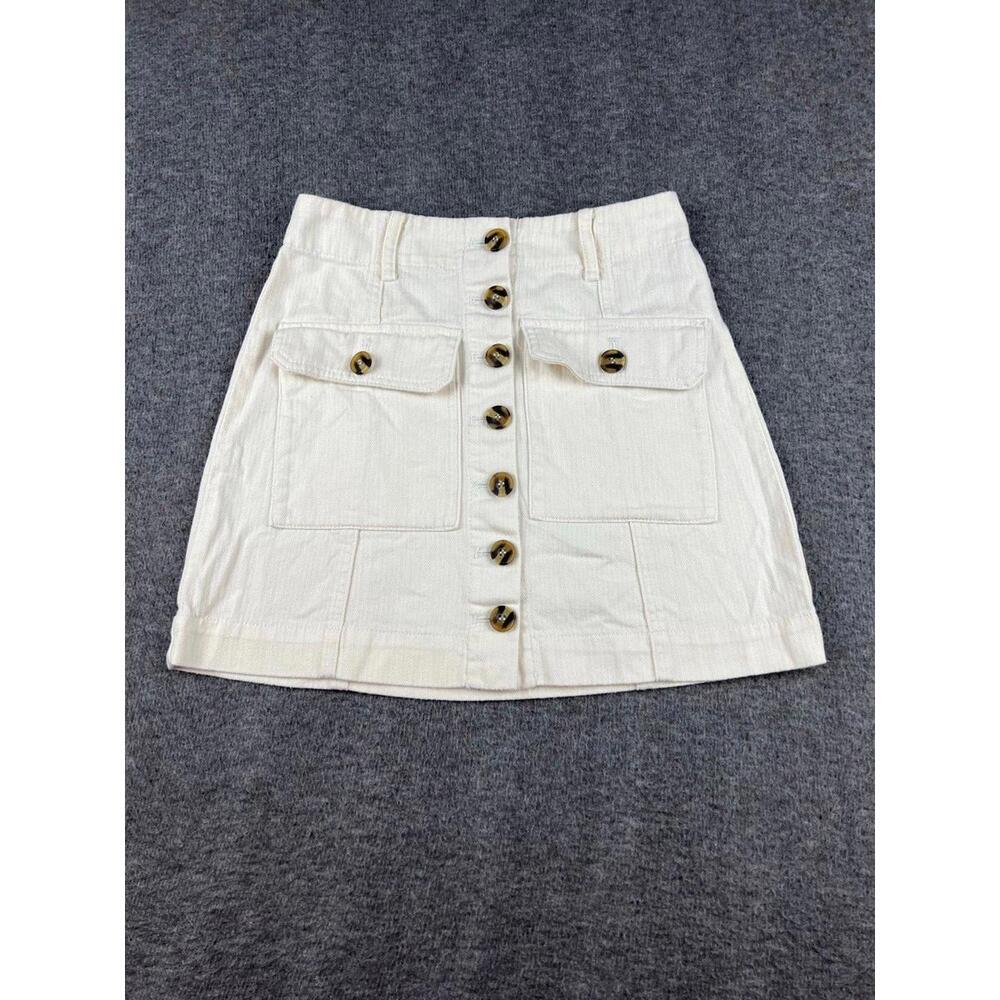 Forever 21 White Button-Front Mini Skirt Size Small